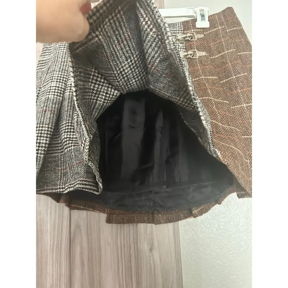 NWT Avec Les Filles mixed Pattern pleated mini skirt large - Picture 6 of 10